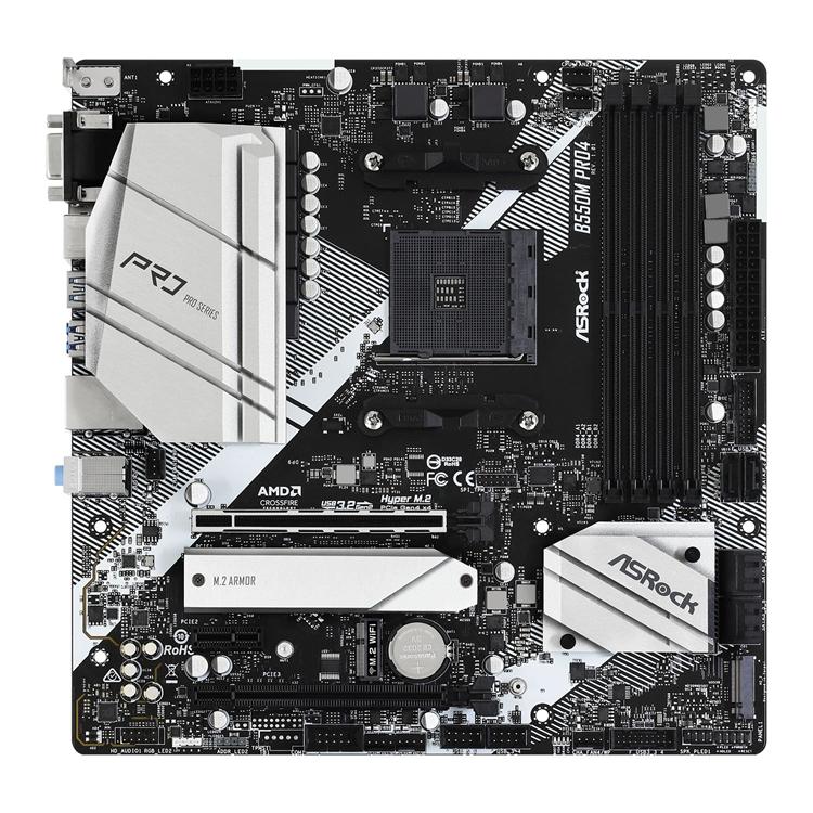 ASRock B550M Pro4 AMD B550 Ryzen Socket AM4 Micro-ATX Desktop Motherboard 2 ASRock B550M Pro4 AMD B550 Ryzen Socket AM4 Micro-ATX Desktop Motherboard - Image 2