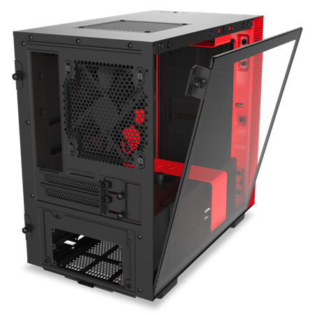 NZXT H210 TEMPERED GLASS MINI ITX TOWER CASE - BLACK/RED 3 NZXT H210 TEMPERED GLASS MINI ITX TOWER CASE - BLACK/RED - Image 3
