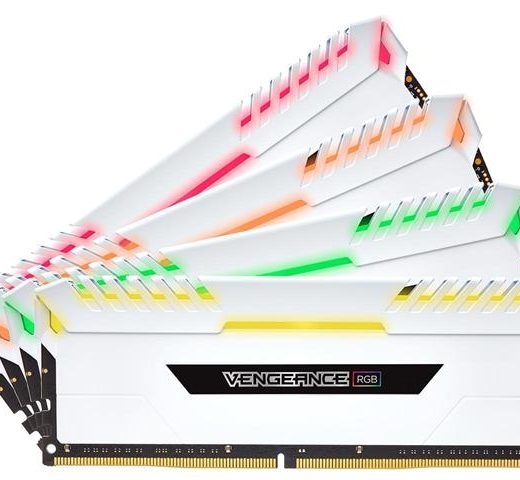CORSAIR CMR32GX4M4C3200C16W Vengeance RGB White 32GB (4 x 8GB) Kit DDR4 3200Mhz CL16 1.35v Desktop Memory