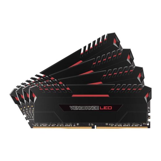 Corsair CMU32GX4M4C3000C15R Vengeance LED 32GB(4 x 8GB) Kit 3000MHz DDR4 CL15 1.35v Black with Red LED Desktop Memory