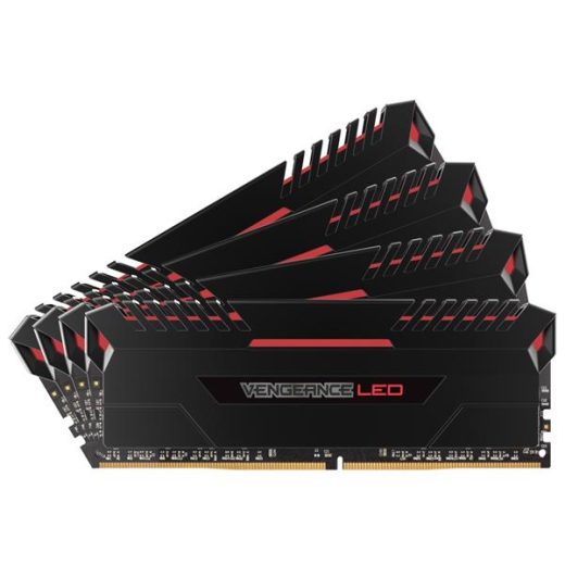 Corsair CMU32GX4M4C3400C16R Vengeance LED Black with Red LED 32GB(4 x 8GB) Kit 3400MHz DDR4 CL16 1.35V Desktop Memory