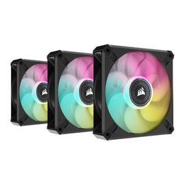 Corsair CO-9050113 ML120 RGB ELITE 120mm RGB + Lighting Node Core Black Fan 3 Pack 1 Corsair CO-9050113, ML120 RGB Elite, 120 mm ARGB fan, Elite Performance magnetic levitation fan, Lighting Node Core bundle, black PWM RGB fan pack, Corsair ML Series Elite, iCUE-compatible