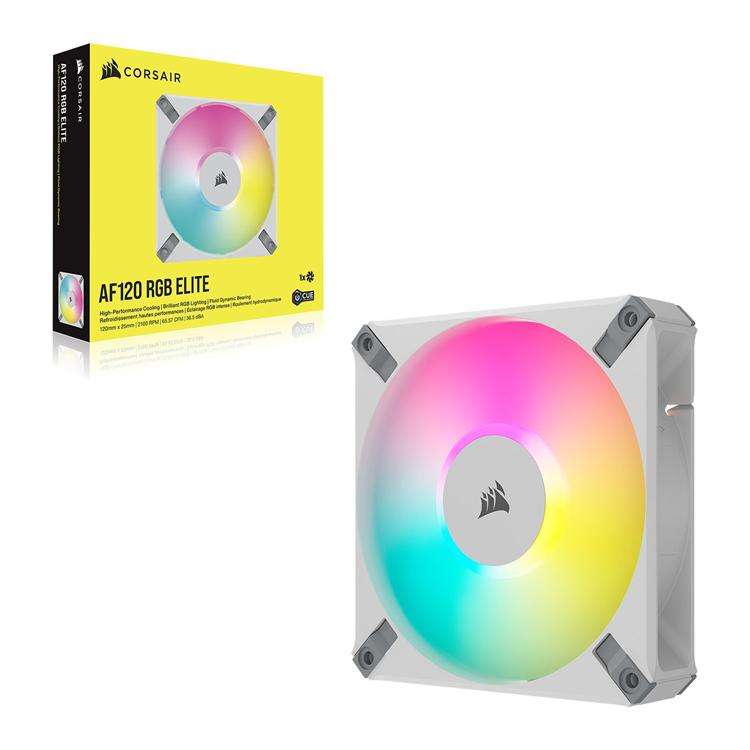 Corsair iCUE AF120 RGB ELITE White 120mm 1 Fan Expansion Pack 4 Corsair iCUE AF120 RGB ELITE White 120mm 1 Fan Expansion Pack - Image 4