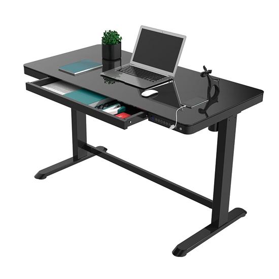 Lekkermotion LM-ET119-C-BLACK Electric Rectangular Glass-Top Height Adjustable Desk 2 Lekkermotion LM-ET119-C-BLACK Electric Rectangular Glass-Top Height Adjustable Desk - Image 2