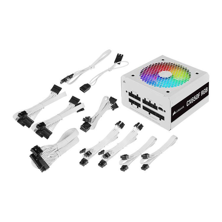 Corsair CP-9020226 650 Watt CX650F RGB Fully Modular White PSU/Power Supply 4 Corsair CP-9020226 650 Watt CX650F RGB Fully Modular White PSU/Power Supply - Image 4
