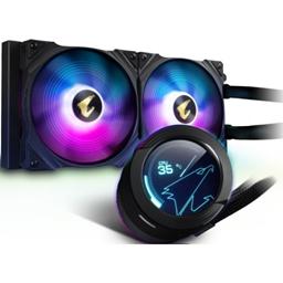 Gigabyte AORUS WATERFORCE X 280 RGB AIO Liquid Cooler with Circular LCD Display 1 Gigabyte AORUS WATERFORCE X 280 RGB AIO Liquid Cooler with Circular LCD Display
