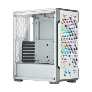 CORSAIR ICUE 220T RGB TEMPERED GLASS MID TOWER CASE- WHITE