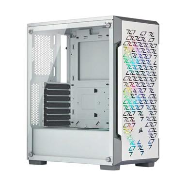 CORSAIR ICUE 220T RGB TEMPERED GLASS MID TOWER CASE- WHITE