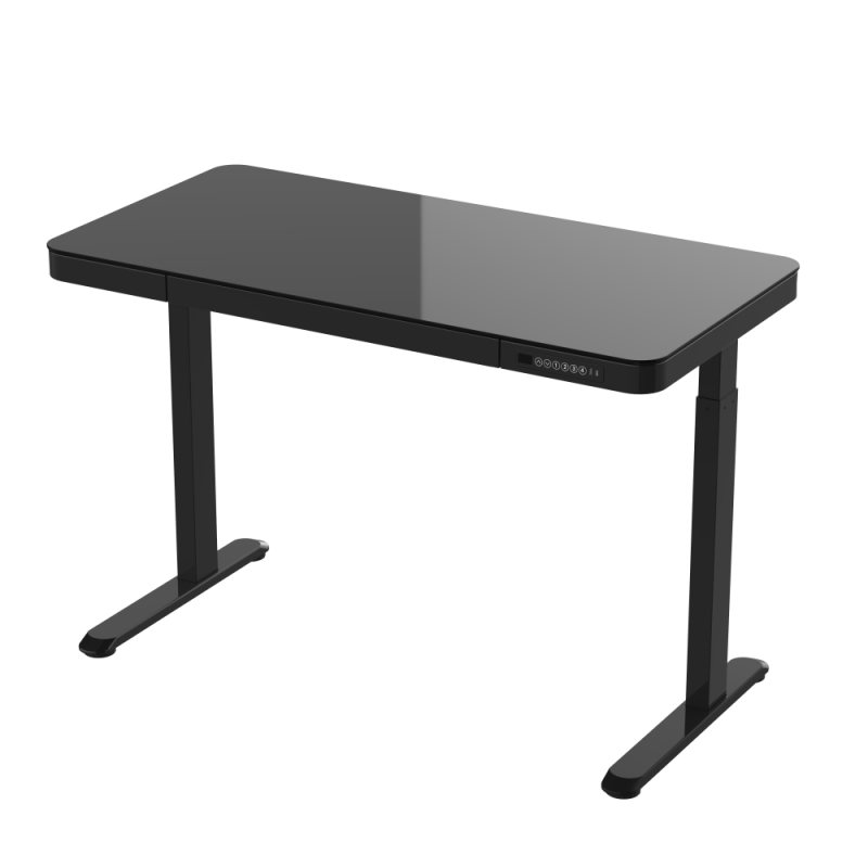 Rogueware Electric Rectangular Glass-Top Height Adjustable Desk -Black