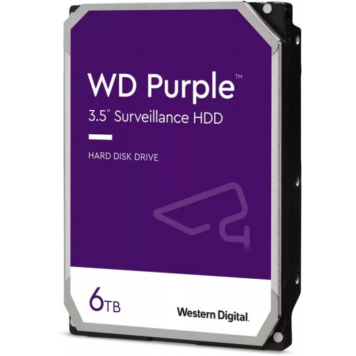 Western Digital WD64PURZ Purple Surveillance 3.5" 6TB 5400RPM SATA CMR 256MB Cache NVR Internal HDD