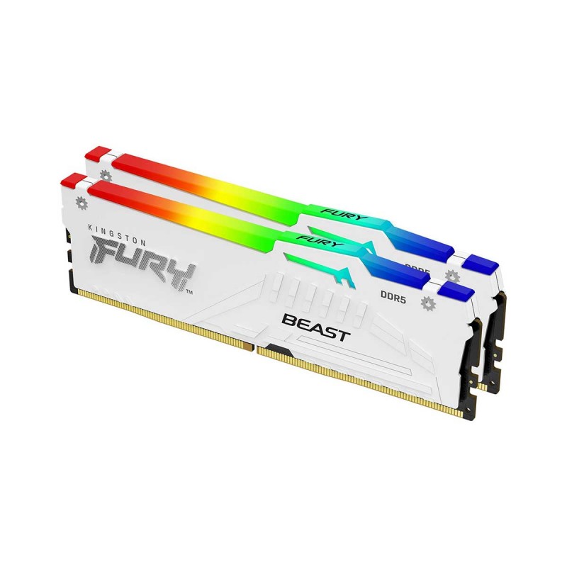 Kingston FURY BEAST KF552C36BWEAK2-64 RGB 64GB Kit(2 x 32GB) DDR5 DRAM 5200MHz CL36 1.25V AMD EXPO White Memory