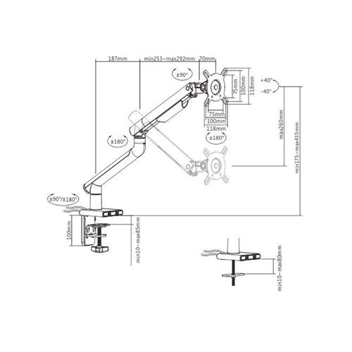 Linkqnet 17 - 32" Single Monitor Gas Spring Aluminium Desk Bracket 2 Linkqnet 17 - 32" Single Monitor Gas Spring Aluminium Desk Bracket