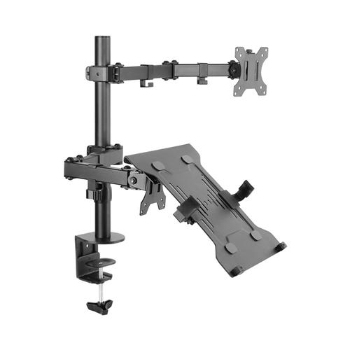 Brateck BRK-LDT12-C1M2KN Economical Double Joint Articulating Steel Monitor Arm with Laptop Holder - Fit Most 13"-32" Monitors 1 Brateck BRK-LDT12-C1M2KN Economical Double Joint Articulating Steel Monitor Arm with Laptop Holder - Fit Most 13"-32" Monitors