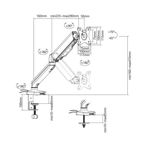 LinkQnet LDT46-C012U 17-32" Single Monitor Spring-Assisted Desktop Bracket with USB and Audio Ports 7 LinkQnet LDT46-C012U 17-32" Single Monitor Spring-Assisted Desktop Bracket with USB and Audio Ports