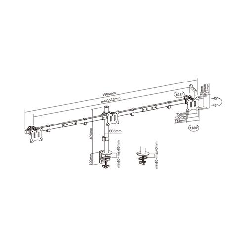 LinkQnet LDT57-C03 17 – 32" Triple Monitor Bracket 5 LinkQnet LDT57-C03 17 – 32" Triple Monitor Bracket