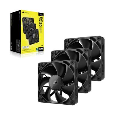 Corsair RX120 iCUE Link 120mm PWM 2100 RPM Black Chassis Fan - Triple Pack & System Hub 3 Corsair RX120 iCUE Link 120mm PWM 2100 RPM Black Chassis Fan - Triple Pack & System Hub