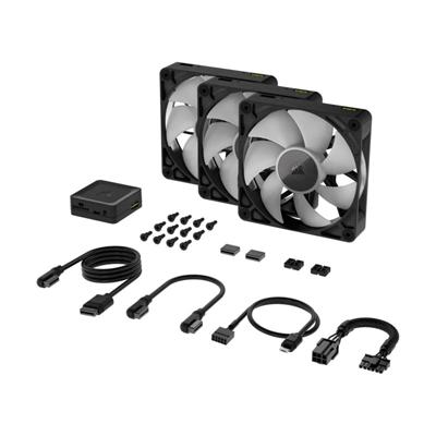 Corsair RX120 RGB iCUE Link 120mm PWM 2100 RPM Black Chassis Fan - Triple Pack & System Hub 2 Corsair RX120 RGB iCUE Link 120mm PWM 2100 RPM Black Chassis Fan - Triple Pack & System Hub