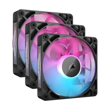 Corsair RX120 RGB iCUE Link 120mm PWM 2100 RPM Black Chassis Fan - Triple Pack & System Hub