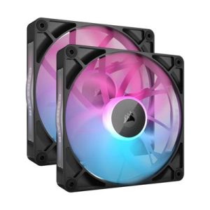 Corsair RX140 RGB iCUE Link 140mm PWM 1700 RPM Black Chassis Fan - Twin Pack & System Hub
