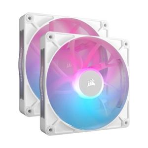Corsair RX140 RGB iCUE Link 140mm PWM 1700 RPM White Chassis Fan - Twin Pack & System Hub