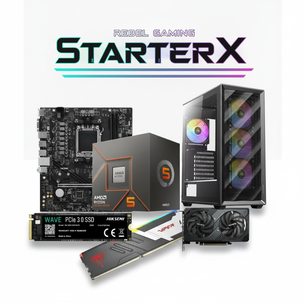 Rebel Gaming StarterX AMD Ryzen 5 8400F RTX 5050 16GB DDR5 512GB SSD Gaming PC 1 Rebel Gaming StarterX