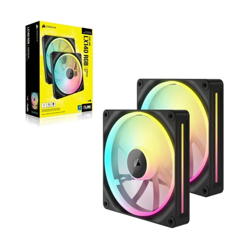 Corsair LX140 RGB iCUE LINK 140mm PWM 2000 RPM Black Case Fan - Dual Pack & System Hub 5 Corsair LX140 RGB iCUE LINK 140mm PWM 2000 RPM Black Case Fan - Dual Pack & System Hub