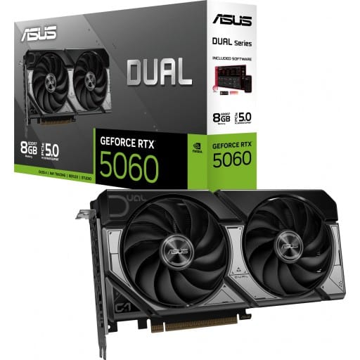 ASUS GeForce RTX 5060 Dual 8GB GDDR7 128-bit PCIe 5.0 Graphics Card 1 ASUS GeForce RTX 5060 Dual 8GB GDDR7 128-bit PCIe 5.0 Graphics Card