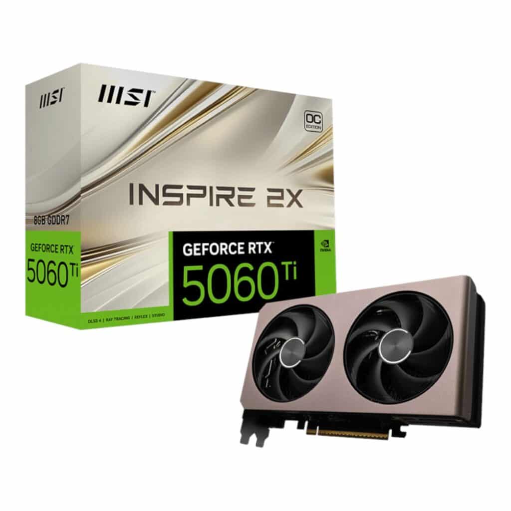 MSI GeForce RTX 5060 Ti INSPIRE 2X OC 8GB GDDR7 128-bit PCIe 5.0 Graphics Card 1 MSI GeForce RTX 5060 Ti INSPIRE 2X OC 8GB GDDR7 128-bit PCIe 5.0 Graphics Card