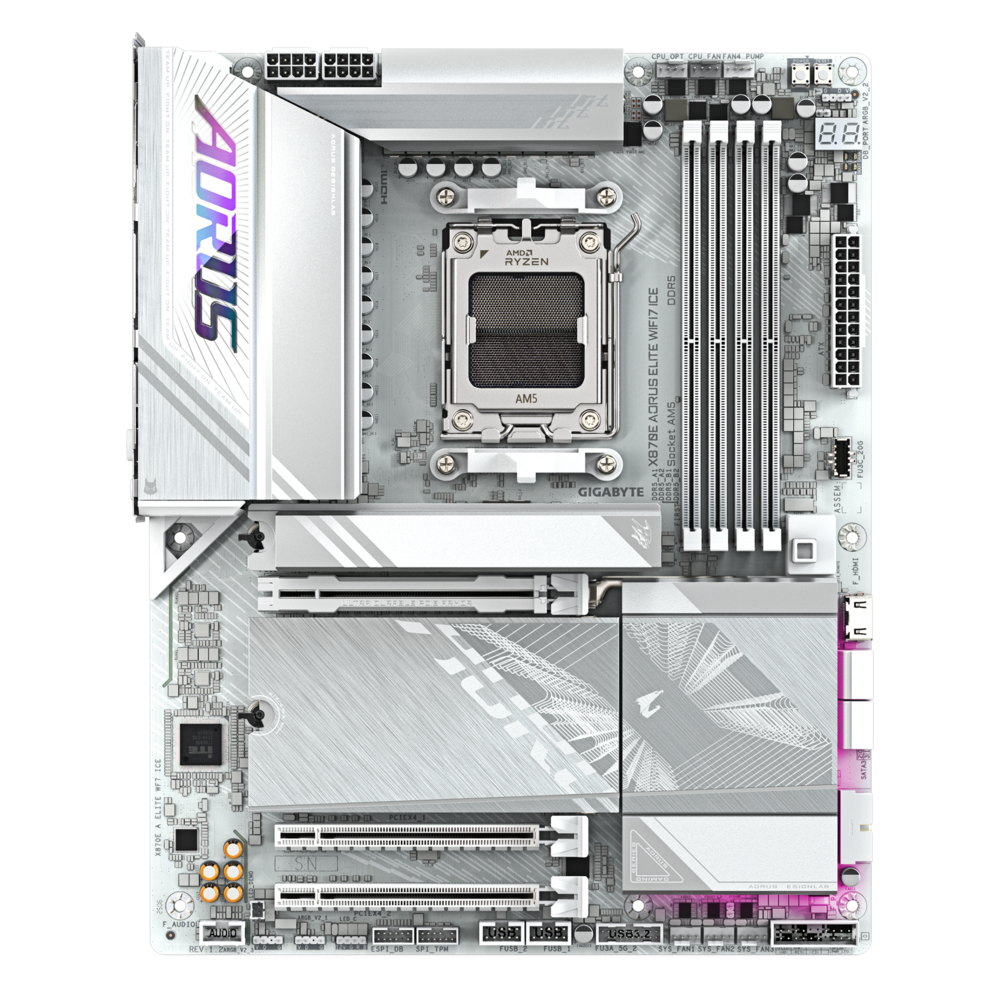 Gigabyte X870E AORUS ELITE WIFI 7 ICE AMD X870 Ryzen AM5 ATX Motherboard 2 Gigabyte X870E AORUS ELITE WIFI 7 ICE AMD X870 Ryzen AM5 ATX Motherboard