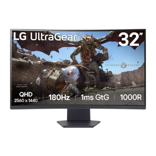 LG UltraGear 32GS60QC-B 31.5″ QHD 180Hz 1ms 1000R Curved VA 1ms HDR10 FreeSync Gaming Monitor