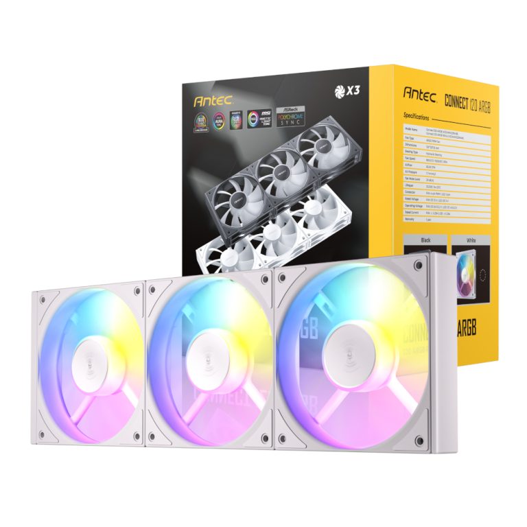 Antec Connect 120 ARGB PWM White Case Fans 3 Pack 1 Antec Connect 120 ARGB PWM White Case Fans 3 Pack