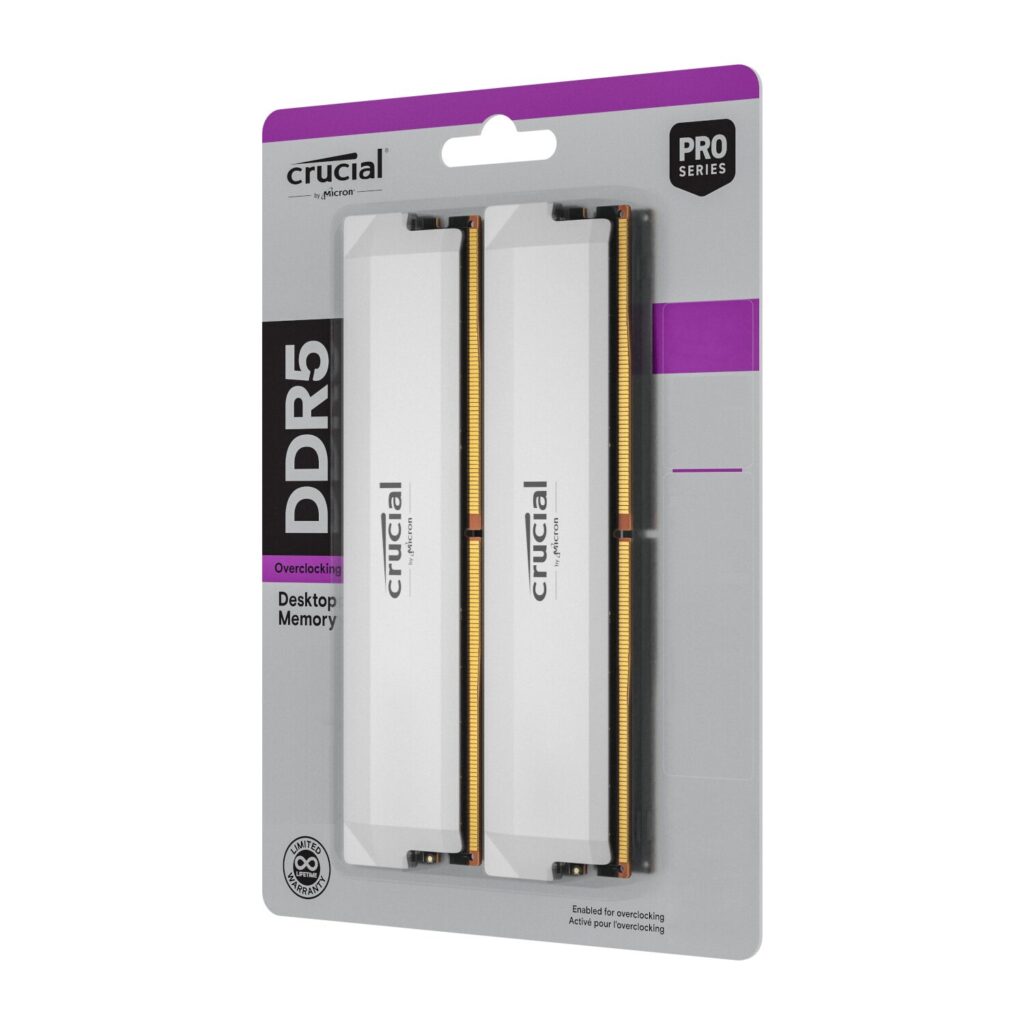 Crucial Pro 64GB (2×32GB) DDR5-6000 CL40 EXPO/XMP White Memory 2 Crucial Pro 64GB (2×32GB) DDR5-6000 CL40 EXPO/XMP White Memory