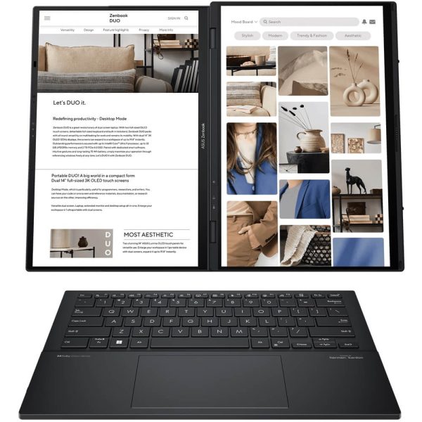 ASUS Zenbook DUO Dual 14″ WQXGA+ 120Hz OLED Touch Core Ultra 9 285H 32GB LPDDR5X 2TB NVMe Windows 11 Pro Laptop 6 ASUS Zenbook DUO Dual 14″ WQXGA+ 120Hz OLED Touch Core Ultra 9 285H 32GB LPDDR5X 2TB NVMe Windows 11 Pro Laptop