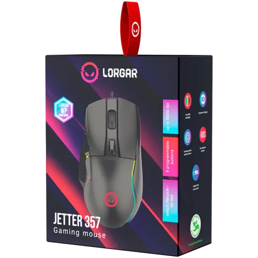 LORGAR Jetter 357 8 000 DPI RGB Optical Wired Black Gaming Mouse 5 LORGAR Jetter 357 8 000 DPI RGB Optical Wired Black Gaming Mouse