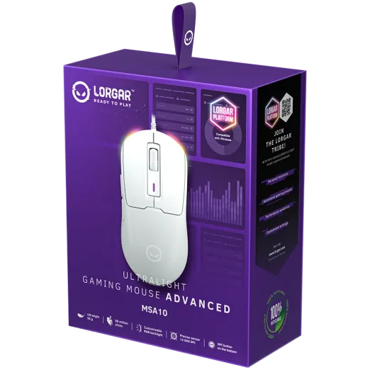 LORGAR MSA10 Ultralight Advanced Wired White Gaming Mouse 8 LORGAR MSA10 Ultralight Advanced Wired White Gaming Mouse