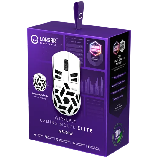 Lorgar MSE90W Elite Wireless White Gaming Mouse 11 Lorgar MSE90W Elite Wireless White Gaming Mouse
