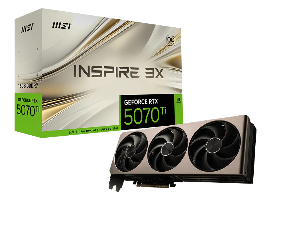 MSI GeForce RTX 5070 Ti INSPIRE 3X OC 16GB GDDR7 PCIe 5.0 Graphics Card