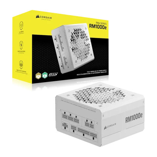 Corsair RMe Series RM1000e White 1000W 80 PLUS Gold Fully Modular ATX 3.1 PCIe 5.1 Power Supply