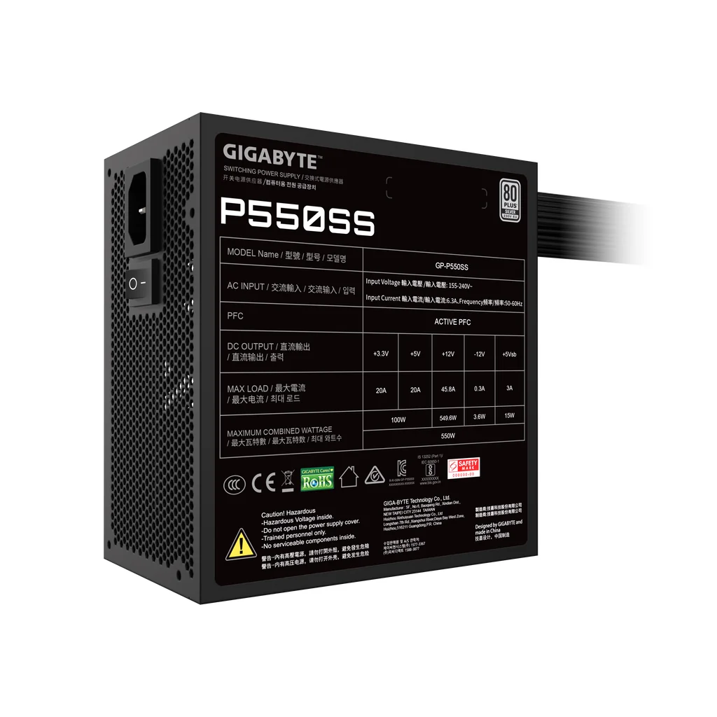 Gigabyte GP-P550SS 550W 80 PLUS Silver Non-Modular ATX 3.0 Power Supply 7 Gigabyte GP-P550SS 550W 80 PLUS Silver Non-Modular ATX 3.0 Power Supply