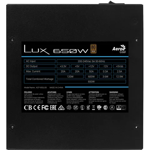 AeroCool LUX 650W 80+ Bronze ATX Power Supply 4 AeroCool LUX 650W 80+ Bronze ATX Power Supply