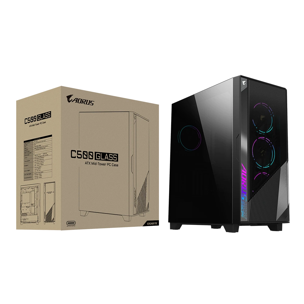 Gigabyte AORUS C500 GLASS Black E-ATX Tempered Glass Mid-Tower Gaming Chassis 11 Gigabyte AORUS C500 GLASS Black E-ATX Tempered Glass Mid-Tower Gaming Chassis
