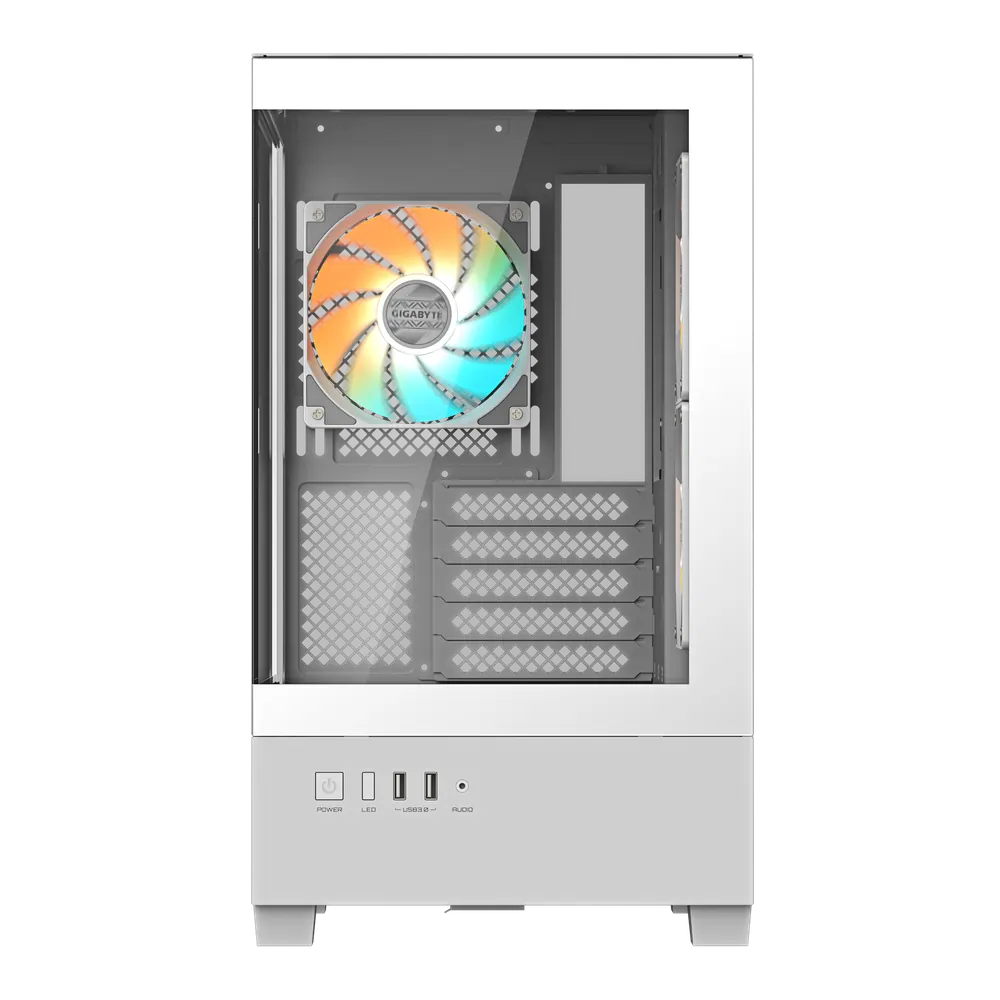 Gigabyte C201 PANORAMIC ICE White Micro-ATX Tempered Glass Panoramic Gaming Chassis 4 Gigabyte C201 PANORAMIC ICE White Micro-ATX Tempered Glass Panoramic Gaming Chassis