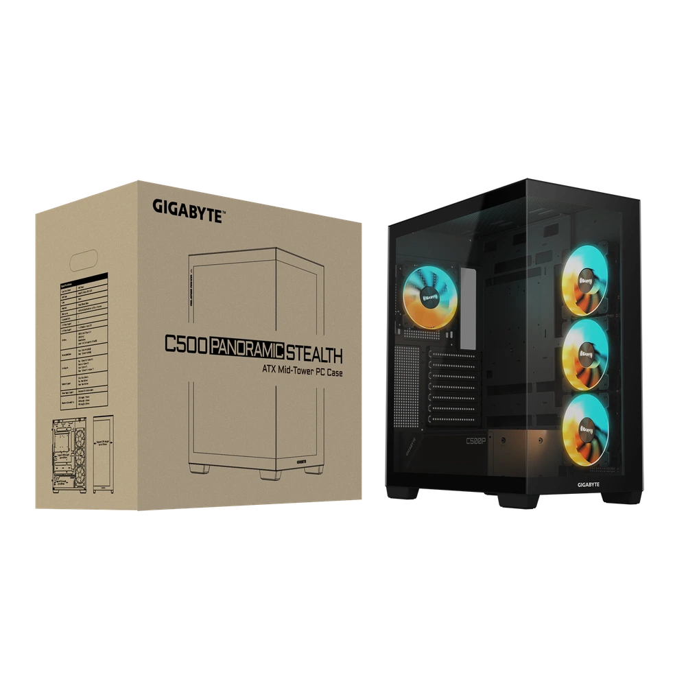 Gigabyte C500 PANORAMIC STEALTH Black ATX Tempered Glass Mid-Tower Gaming Chassis 8 Gigabyte C500 PANORAMIC STEALTH Black ATX Tempered Glass Mid-Tower Gaming Chassis