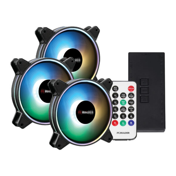 PCBuilder TEMPEST CHILL 3-Pack 120mm Dual Glow ARGB Fan Kit with Controller & RF Remote 1 PCBuilder TEMPEST CHILL 3-Pack 120mm Dual Glow ARGB Fan Kit with Controller & RF Remote
