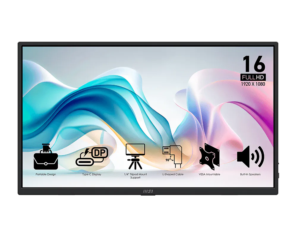MSI PRO MP165 E6 15.6" Full HD IPS Portable Business Monitor 1 MSI PRO MP165 E6 15.6" Full HD IPS Portable Business Monitor